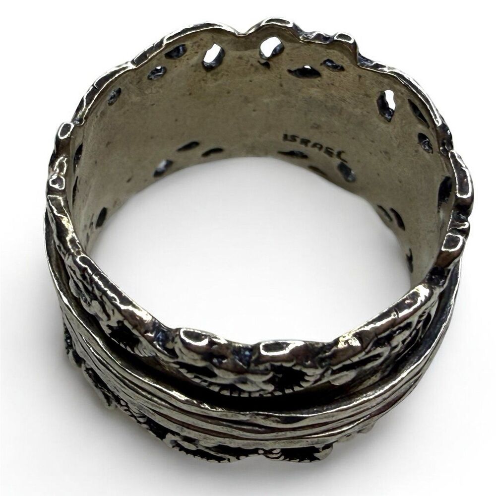 Vintage PZ or PAZ Israel Size 9 Sterling Wide Band Ring - Picture 2 of 2